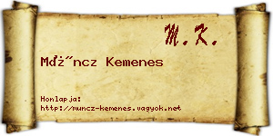 Müncz Kemenes névjegykártya